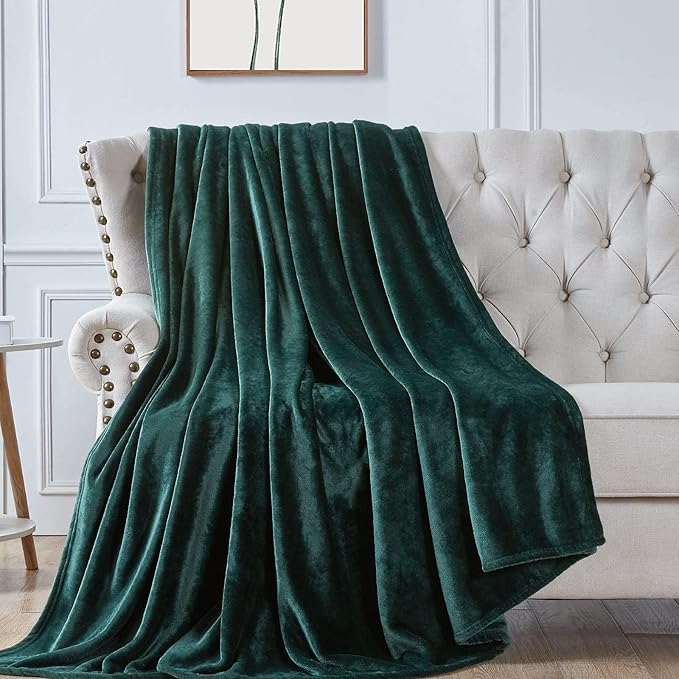 Walensee Fleece Blanket Plush Throw Fuzzy Lightweight (Throw Size 50x60 Forest Green) Super Soft Microfiber Flannel Blankets for Couch, Bed, Sofa Ultra Luxurious Warm and Cozy for All Seasons