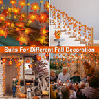 2 Pack & Timer - Thanksgiving Decorations Fall Garland with Pumpkin Lights Fall Decorations for Home, Total 60LED 20Ft Maples Leaves Thanksgiving Lights Battery Operated Indoor Outdoor Christmas Decor