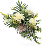 Faux Flowers in Ceramic Vase, Artificial Flower Arrangement Decoration for Home Kitchen Living Dining Room Coffee Table Centerpieces Deco