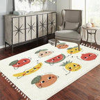 Boho Nursery Rug Cute Funny Fruits Characters Pear Banana Scandinavian Chic Area Rug Washable Rug Mat Minimalist Home Decor for Living Room Bedroom Playroom Classroom