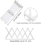 WEBI Accordion Wall Hanger,Expandable Wooden Hat Rack for Wall Mounted Coat Rack,Accordion Hat Hooks Holder for Baseball Caps,17 Peg Hooks,White,2 Packs