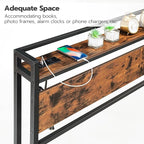 HOOBRO King Size Headboard, Headboard with 2 Outlets and 4 USB Ports, Adjustable Height, Storage Rack, Sturdy and Stable, Easy Assembly, Rustic Brown and Black