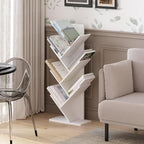 Furinno Tree Book Shelf, 7-Tier Bookshelf, Tree Bookcase for Room Decor, 8.4 x 15.7 x 39.4, for Living Room, Bedroom, Home Office, White