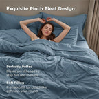 Bedsure California King Comforter Set Mineral Blue - Bed in a Bag Cal King Bedding Set 7 PCS, GentleSoft™ Pintuck Bed Set Gift for Family, Pinch Pleat Blue Comforter with Sheets, Pillowcases & Shams