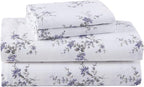 Laura Ashley - Flannel Sheets Queen Size, Anti-Pilling & Wrinkle Resistant Cotton, Touchably Soft for All-Season Comfort - Bed Sheets with Matching Pillowcases & Fitted Sheet (Jessika Lavender)