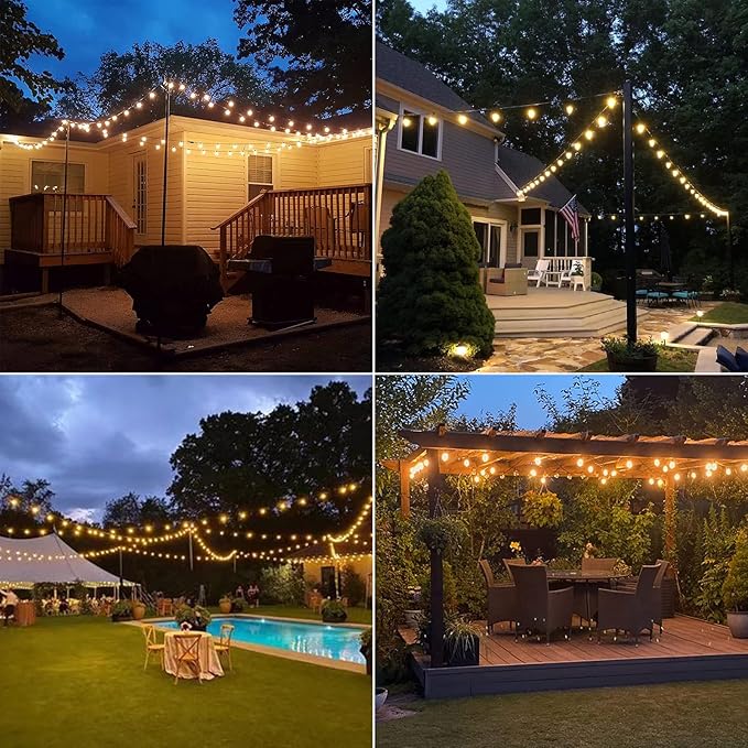 HISTAR 100FT White Outdoor String Lights with 49+2 Led Bulbs, G40 Globe Patio Lights for Backyard Porch Balcony Party Decor