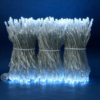 YULETIME 100 ft 300 Count Cool White LED String Lights with Adapter, Clear Wire Wide Angle 5mm Christmas Light (Cool White)