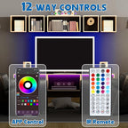 QZYL LED Lights for Bedroom, 50FT RGB LED Strip Lights with 44 Keys IR Remote, Smart LED Light Strip with Adhesive Backing Adjustable Brightness App Control for Bedroom Party Decoration