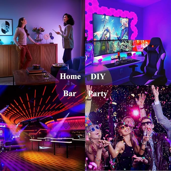 hyrion 200ft Led Strip Lights(2 Rolls of 100ft) for Bedroom with 44 Keys Remote,24 Volt Dimmable RGB Color Changing Led Lights for Bedroom,Living Room,Kitchen,Desk,Home Decoration