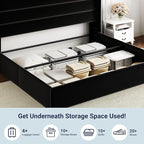 Allewie King Size Velvet Lift Up Storage Bed, Modern Wingback Headboard, Hydraulic Support, No Box Spring Needed, Black