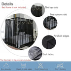 Akiky Canopy for Girls Room Black Bed Curtains Elegant Sheer Curtain for Twin Full Queen King Size Bed Drapes,8 Panels Canopies with Light,Room Décor(King,Black)