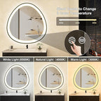 S'bagno 24 Inch LED-Bathroom-Mirror-with-Black-Frame, Lighted-Bathroom-Mirror-Brightness-Dimmable, Anti-Fog, 3 Lights Colors, Wall-Mounted-LED-Mirror-for-Bathroom with Smart Touch Button