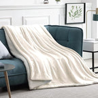 Walensee Sherpa Blanket (Throw Size 50”x60” Off White) Super Soft Fleece Plush Blankets for Bed, Couch, Sofa, Fuzzy Warm Cozy Microfiber Flannel Lightweight Throw Blanket for Adults, Man, Woman