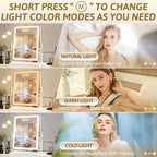 22x18 Inch Vanity Mirror with Lights, 3 Color Dimmable LED Lighting, Smart Touch Control & 360° Rotation, Large Makeup Mirror for Bedroom, Dressing Room (White)