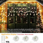 Christmas Snowflake Icicle Lights - Connectable 40ft 360 LEDs Multicolor/Warm White 20 Color Changing Waterproof Outdoor LED Christmas Lights With RF Control for House Curtain, Eaves, Xmas Decorations