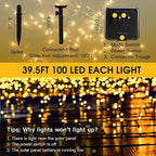 Solar String Lights Outdoor, 2 Pack 79FT 200 LED Waterproof Solar Christmas Lights with 8 Lighting Modes for Tree Yard Garden Party Xmas Decorations