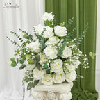 Serwalin 60 PCS White Artificial Roses in Bulk, 3.15'' Flower Head Fake Silk Roses Realistic Roses for Bridal Bouquet Wedding Centerpieces Flower Arrangement Party Home Decor