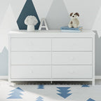 Storkcraft Alpine 6-Drawer Dresser (White) – GREENGUARD Gold Certified, White Dresser for Bedroom, Kids & Nursery Storage Drawers, Safety Interlocking Drawers, Pre-Installed Tracks, Kids Bedroom