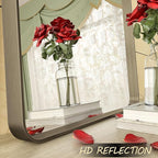 16x24 Bronze Bathroom Mirror, Rounded Rectangle Bronze Frame Mirror, Brushed Bronze Bathroom Vanity Mirror Wall-Mounted, Anti-Rust, Hangs Horizontally or Vertically