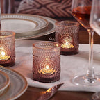 12pcs Purple Votive Candle Holder, Glass Tea Lights Candle Holders for Wedding Table Centerpieces, Birthday Parties and Home Decor