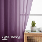 OWENIE Plum Sheer Curtains 63 Inches Long 2 Panels Set, Light Filtering Voile Fimly Sheer Curtains & Drapes for Living Room Bedroom, 2pcs, Plum, Each 42" W x 63" L Inch