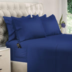 DREAMCARE Queen Sheet Set – 6 pcs Cooling Bed Sheets – up to 15” Deep Sheets Queen Size Bed Set – 2500 Supreme Collection – Extra Soft 100% Brushed Microfiber Hotel Luxury with Side Pocket – N Blue