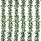 DearHouse 6 Pack Faux Eucalyptus Garland Plant, Artificial Vines Hanging Eucalyptus Leaves Greenery Garland for Wedding Backdrop Arch Wall Decor, 5.9 Feet/pcs UV Protected Indoor Outdoor