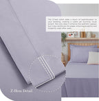 Linen Home 100% Cotton Percale Sheets Queen Size, Prelude Purple, Deep Pocket, 4 Pieces Set - 1 Flat, 1 Deep Pocket Fitted Sheet and 2 Pillowcases, Crisp Cool and Strong Bed Linen