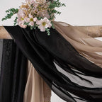 MIULEE Luxury Sheer Voile Elegant Topper Long Window Valance Solid Window Treatment Swags Drapes for Window Ceremony Wedding Canopy Bed 54" x 216" Black 1 Piece