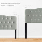 Modway Annabel Tufted Button Linen Fabric Upholstered Queen Headboard in Gray