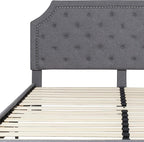 Flash Furniture Brighton King Size Tufted Upholstered Platform Bed in Light Gray Fabric