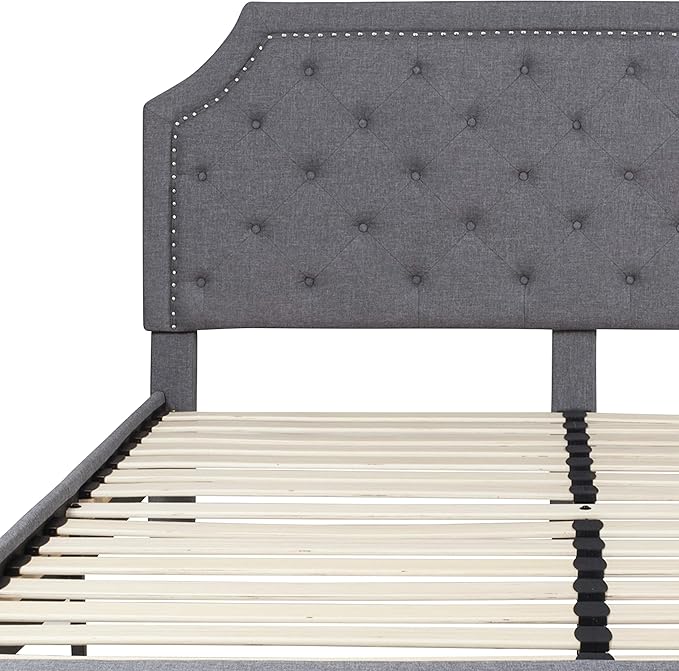 Flash Furniture Brighton King Size Tufted Upholstered Platform Bed in Light Gray Fabric