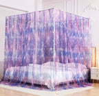 Mengersi Tie Dye Canopy Bed Curtains with Lights,Gradient Ombre Bed Canopy for Girls,Canopy for Bed Princess Bed Drapes for Girls Room Decor(Full,Purple)