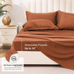 Love's cabin Full Comforter Set Burnt Orange, 7 Pieces Full Bed in a Bag, All Season Bedding Sets with 1 Comforter, 1 Flat Sheet, 1 Fitted Sheet, 2 Pillowcase and 2 Pillow Sham