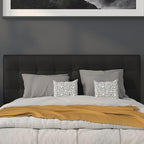 Flash Furniture Lennox Tufted Upholstered Headboard for Queen Size Bed, Contemporary Vinyl Tufted Headboard with Adjustable Height, Black