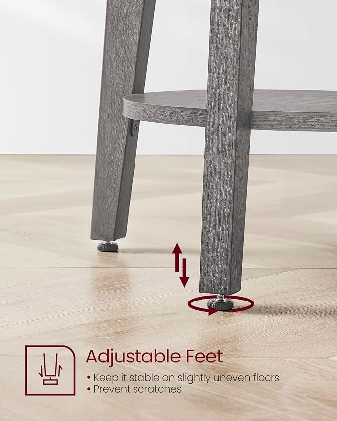 VASAGLE MAEZO Collection - Side Table, 2-Tier Small Round End Table, Nightstand with Tapered Legs, Curved Transitions, for Small Spaces, Living Room, Bedroom, Smoky Gray ULET283T68