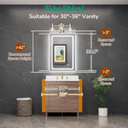 TokeShimi 24x36 LED Bathroom Mirror with Lights,Backlit + Front lit,3-Color LED Bathroom Vanity Mirror,Anti-Fog Mirrors with Tempered Glass,Shatterproof,Memory Function,UL Listed,Waterproof