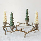 Creative Co-Op Aluminum Wreath Advent Taper Candleholder, Oxidized Antique Gold Finish