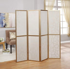 Roundhill Furniture Giyano 4 Panel Screen Room Divider, Gold