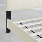 Furinno Laval Button Tufted Upholstered Platform Bed Frame, Queen, Linen