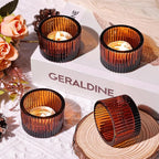 18 pcs Amber Tealight Candle Holders with 18PCS Tealights, Glass Votive Candle Holders Set for Table Centerpiece, Home Decor and Party Supplies