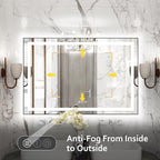48"x 32" LED Bathroom Mirror with Black Frame, Bathroom Mirror with Lights Front and Backlit, Lighted Mirror Stepless Dimmable, Anti-Fog, Memory, LED Vanity Mirror with Lights 3 Colors