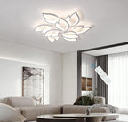 Garwarm Modern Ceiling Light, 30.3in Dimmable LED Flush Mount Ceiling Lamp, 75W Acrylic Petals Ceiling Chandelier Lighting Fixture with Remote Control for Living Room Bedroom Dining Room (White)