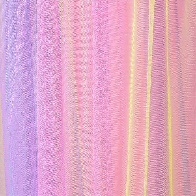 Comtelek Mosquito Net Bed Canopy for Girls,Rainbow Canopy Bed Curtains Full Queen Size from Ceiling,Dome Mosquito Netting Bed Tent Twin Girls Princess Canopy King Bed Decor