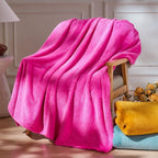 NEWCOSPLAY Super Soft Twin Blanket Hot Pink Premium Silky Flannel Fleece Leaves Pattern Lightweight Bed Blanket All Season Use (Hot Pink, Twin(60"x80"))