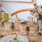 Glass Clear Votive Candle Holder, Ribbed Votive Candle Holders Set of 12, Tealight Candle Holder for Wedding Centerpieces Dinner Party Table Decor