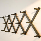 WEBI Accordion Wall Hanger,Expandable Wooden Hat Rack for Wall Mounted Coat Rack,Accordion Hat Hooks Holder for Baseball Caps,14 Peg,Dark Walnut
