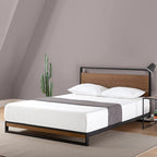 ZINUS Suzanne Bamboo and Metal Platform Bed Frame, 7-Inch Low Profile, Solid Steel Construction, No Box Spring Needed, Wood Slat Support, Easy Assembly, Chestnut Brown, Full