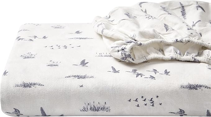 Eddie Bauer - Queen Sheet Set, Warm Breathable Cotton Flannel Bedding with Deep Pockets, Brushed for Extra Softness, Cozy Home Decor, Oeko-Tex Certified (Geese Meadow, Queen)