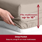 Mellanni Split King Sheets Set - 5 PC Iconic Collection Bedding - Hotel Luxury, Extra Soft, Cooling Bed Sheets - Wrinkle, Fade, Stain Resistant (Split King, Tan)